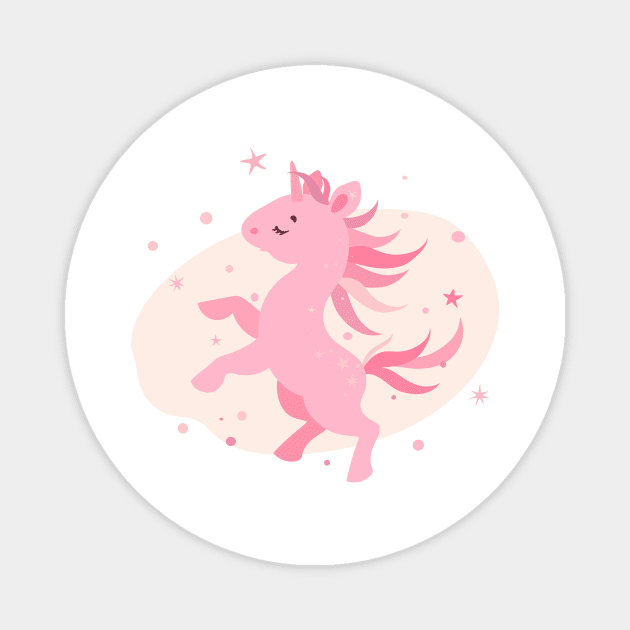 Pink prancing unicorn Magnet by  ESHA-Studio